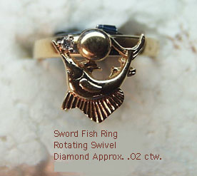 14 Karat Gold Diamond Swivel Fish Ring - Trademark Jewelers