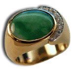 Custom 14 Karat Gold Diamond and Jadeite Ring - Trademark Jewelers