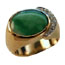 Custom Gents 14 Karat Yellow Gold Jadeite and Diamond Ring - Trademark Jewelers