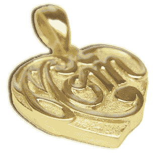 14 Karat Gold Mom Pendant Side View - Trademark Jewelers