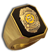 14 Karat Gold Rectangular Fire Department Ring - Trademark Jewelers