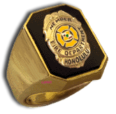 14 Karat Gold Rectangular Fire Department Ring - Trademark Jewelers