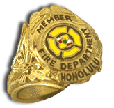 Ladies 14 Karat Gold Fire Department Hand Engraved Ring - Trademark Jewelers