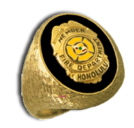 Gents 14 Karat Gold Oval Fire Department Ring - Trademark Jewelers