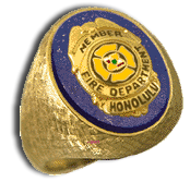 Gents 14 Karat Gold Oval Fire Department Ring - Trademark Jewelers