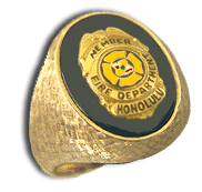 Gents 14 Karat Gold Oval Fire Department Ring - Trademark Jewelers